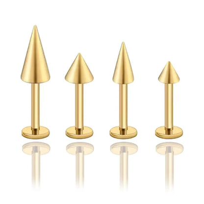 Labret cône (spike) à pas de vis interne en titane ASTM F-136 finition PVD or