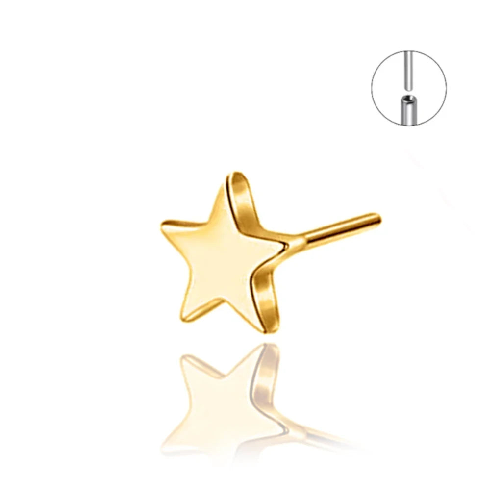 Stella, piercing étoile threadless en titane ASTM F-136 finition PVD or