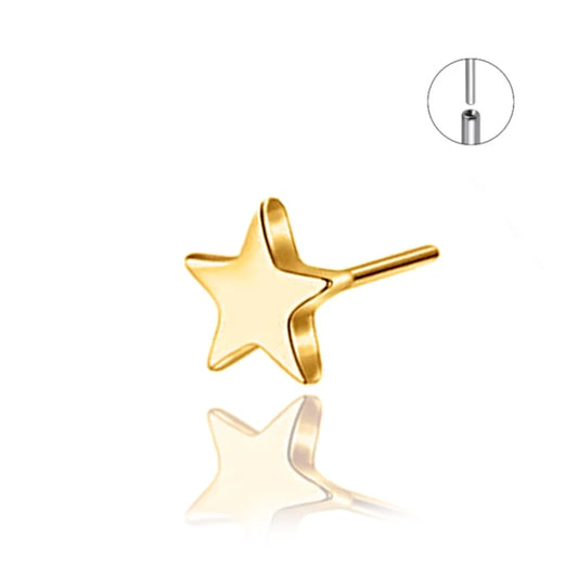 Stella, piercing étoile threadless en titane ASTM F-136 finition PVD or